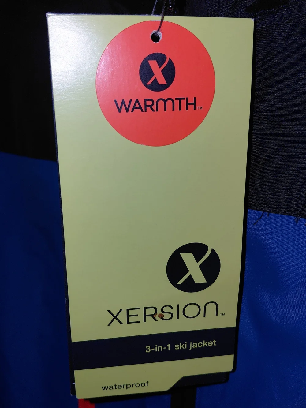Xersion Men’s Blue and Black Waterproof Hooded Jacket #2444